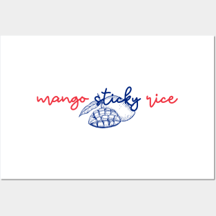 mango sticky rice - Thai red and blue - Flag color - with sketch Posters and Art